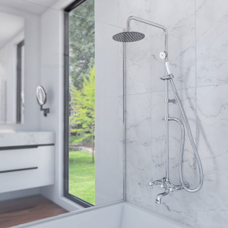 DreamLine Abyss Exposed Wall Mount Shower Faucet Set with Hand Shower